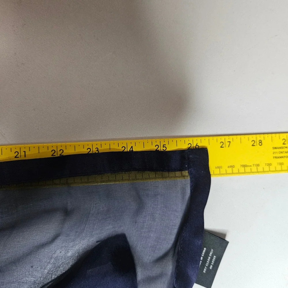 Cezanne Navy Blue 100% Silk Sheer Scarf Satin Trim Midnight Blue Elegant Luxury